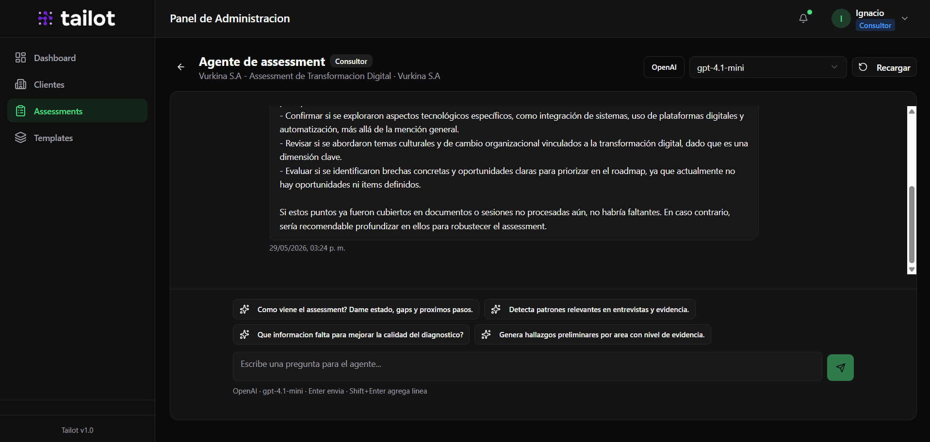 Agente de assessment con IA